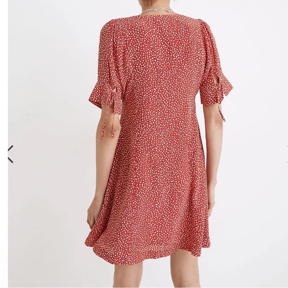 Madewell 100% Silk Floral Print Red Mini Dress Park Picnic size 8 retro boho - Picture 11 of 12